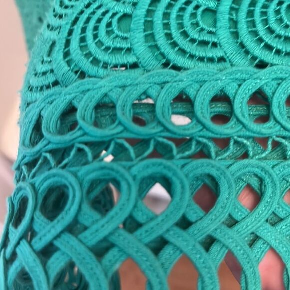 Laundry by Shelli Segel Green Dress Scalloped Crochet Sleeveless Sheath Mini - Picture 7 of 11